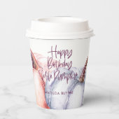 Ein kleiner Kürbis lila Blumenfall Geburtstag Pappbecher (Rückseite)