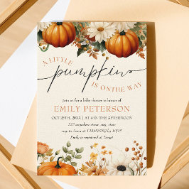 Ein kleiner Kürbis | Moderne Minimal Fall Baby Dus Einladung