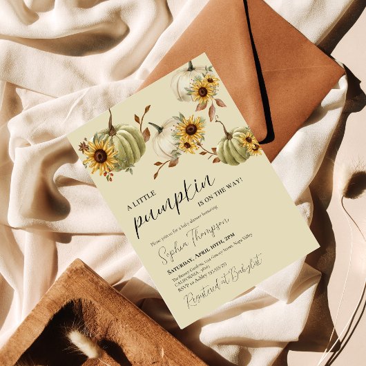 Ein kleiner Kürbis | Sonnenblume | Herbstbaby Einladung