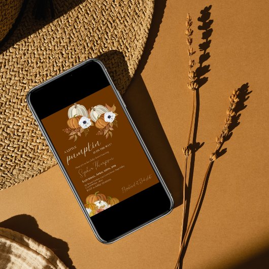 Ein kleiner Kürbis Sonnenblumenfall Babydusche Einladung