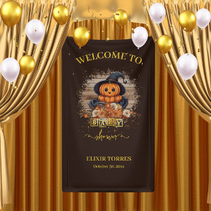 Ein kleiner Kürbis Süß Kawaii Glitzer Baby-Party Banner