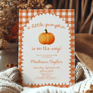 Ein kleiner Kürbis Whimsical Orange Herbst-Baby-Pa Einladung