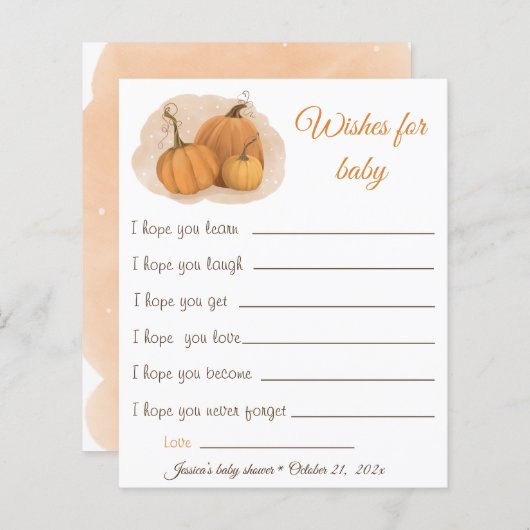 Ein kleiner Kürbis wünscht sich eine Babyberatungs (Vorne/Hinten)