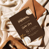 Ein kleiner Kürbisbaby-Dusche dunkelbrauner Fall Einladung