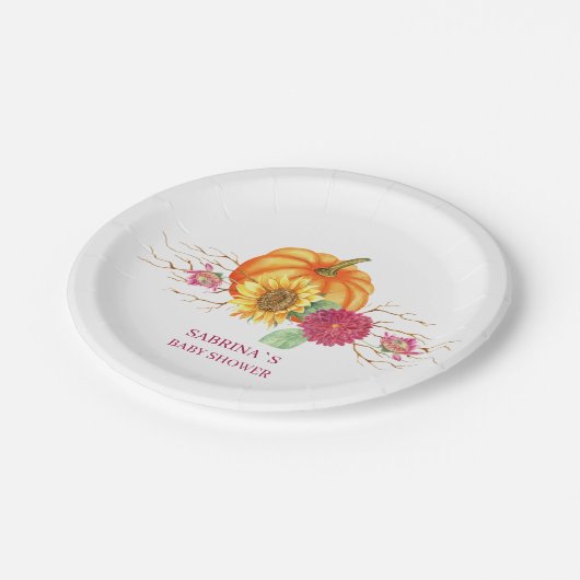 Ein kleiner Kürbisbaby-Duschpapier-Teller Pappteller (Schrägansicht)