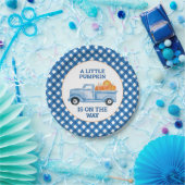 Ein kleiner Kürbisblauer LKW fällt Babydusche Pappteller (Party)