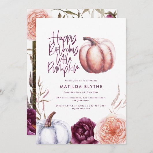 Ein kleiner Kürbisblumenfall lila pfirsichfarbenes (Vorne/Hinten)