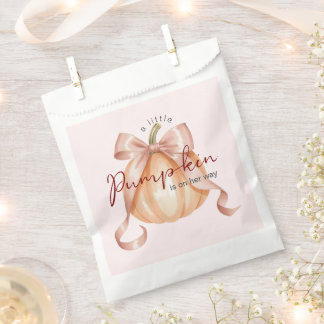 Ein kleiner Kürbisbow Pink Baby Dusche Wasserfarbe Geschenktütchen