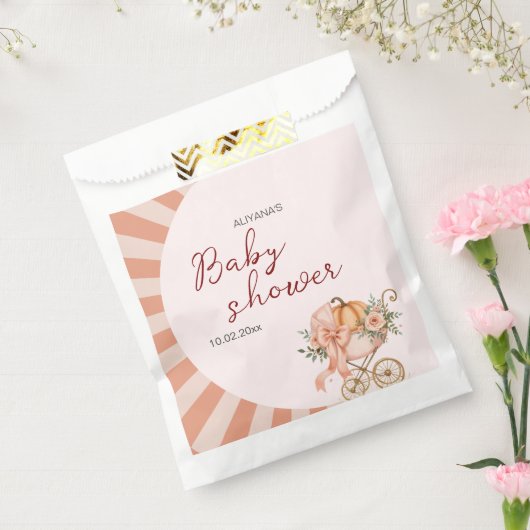Ein kleiner Kürbisbow Pink Baby Dusche Wasserfarbe Geschenktütchen (Versiegelt)