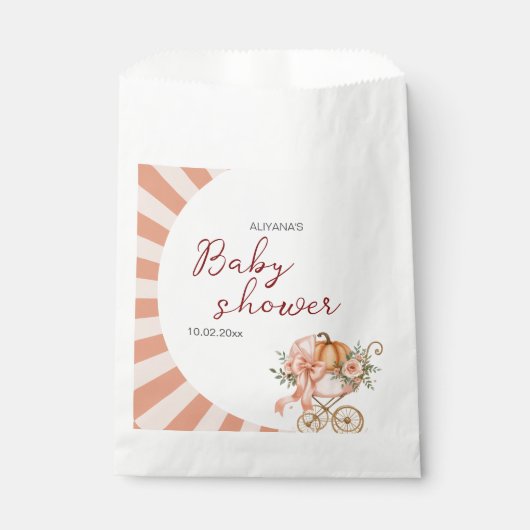 Ein kleiner Kürbisbow Pink Baby Dusche Wasserfarbe Geschenktütchen (Vorderseite)