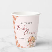 Ein kleiner Kürbisbow Pink Baby Dusche Wasserfarbe Pappbecher (Vorderseite)