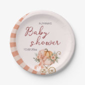 Ein kleiner Kürbisbow Pink Baby Dusche Wasserfarbe Pappteller (Vorderseite)