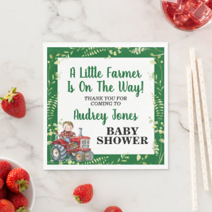 Ein kleiner Landwirt ist auf dem Weg Baby Shower Serviette