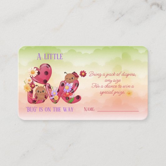 Ein kleiner Liebe-Bug ist unterwegs mit einer Baby Begleitkarte (Vorderseite)