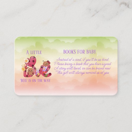 Ein kleiner Liebe-Bug ist unterwegs mit einer Baby Begleitkarte (Vorderseite)