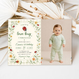 Ein kleiner Love Bug Marienkäfer 1. Geburtstag Einladung