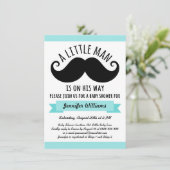 Ein kleiner Mann, blaue Schnurrbart-Babyparty des Einladung (Stehend Vorderseite)