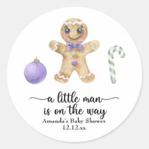 Ein kleiner Mann ist auf dem Weg! Weihnachtskekse Runder Aufkleber