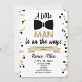 Ein kleiner Mann ist unterwegs! Bowtie Baby Shower Einladung (Vorderseite)