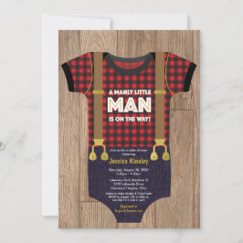 Ein kleiner Mann Lumberjack Babydusche Einladung