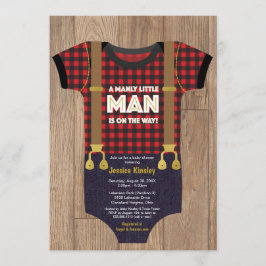 Ein kleiner Mann Lumberjack Babydusche Einladung
