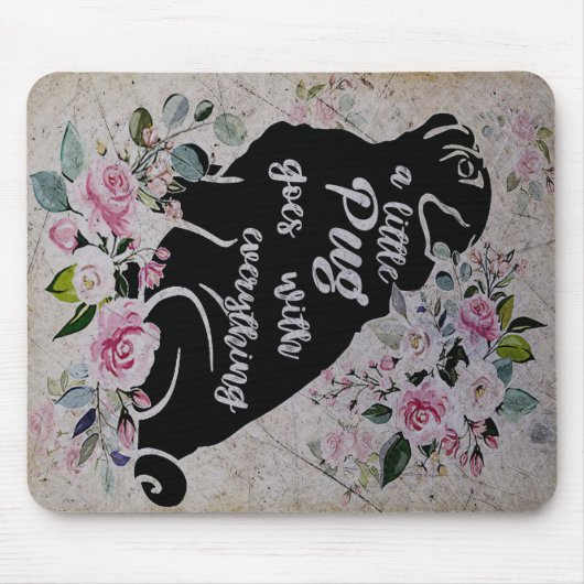 Ein kleiner Mops geht mit allem um | Geschenk für Mousepad (Vorne)