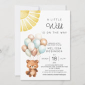 Ein kleiner Niedlicher Bär Moderne Balloons Einladung (Vorderseite)