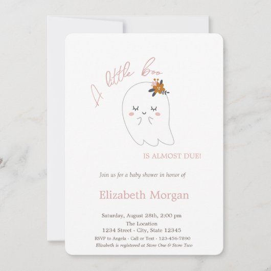 Ein kleiner Niedlicher Geist, gestreift Halloween Einladung (Vorderseite)