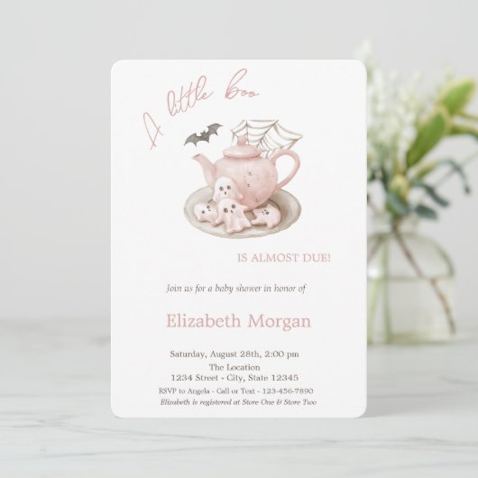 Ein kleiner Niedlicher Geist-Teekessel gestreift H Einladung (Stehend Vorderseite)