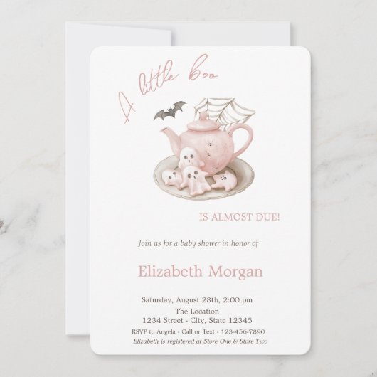 Ein kleiner Niedlicher Geist-Teekessel gestreift H Einladung (Vorderseite)