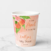 Ein kleiner Pfirsich ist auf dem Weg zur Mädchendu Pappbecher (Rückseite)