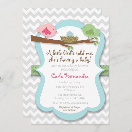 Ein kleiner Piepmatz sagte mir Babyparty-Einladung Einladung (Vorne/Hinten)