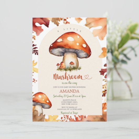 Ein kleiner Pilzfall Pilz-Herbst Herbst Kinderdusc Einladung (Stehend Vorderseite)