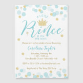 Ein kleiner Prince Baby Dusche Blue Gold Glitzer Magneteinladung (Vorderseite)