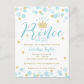 Ein kleiner Prince Baby Dusche Blue Gold Glitzer Postkarte (Vorderseite)