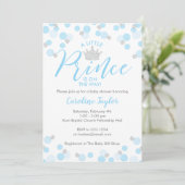 Ein kleiner Prince Baby Dusche Blue Silver Glitzer Einladung (Stehend Vorderseite)