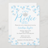 Ein kleiner Prince Baby Dusche Blue Silver Glitzer Einladung (Vorne/Hinten)