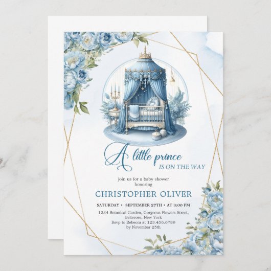 Ein kleiner Prinz ist auf dem Weg, wie ein Baby du Einladung (Vorne/Hinten)