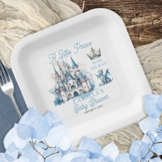 Ein kleiner Prinz ist auf dem Weg zur Baby-Dusche Pappteller