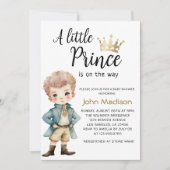 Ein kleiner Prinz | Royal Blue and Gold Baby Dusch Einladung (Vorderseite)