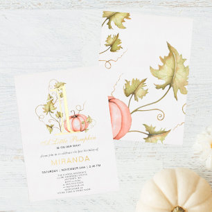 Ein kleiner Pumpkin 1. Geburtstag Folieneinladung