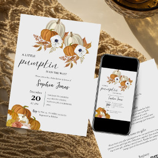 Ein kleiner Pumpkin | Aquarell Floral Babydusche Einladung