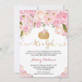 Ein kleiner Pumpkin Baby Dusche Pink & Gold Glitze Einladung