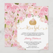 Ein kleiner Pumpkin Baby Dusche Pink & Gold Glitze Einladung (Vorne/Hinten)