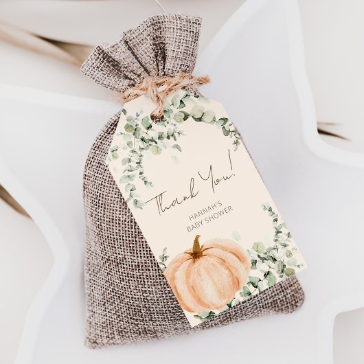 Ein kleiner Pumpkin Baby Duschkopf Danke Geschenkanhänger