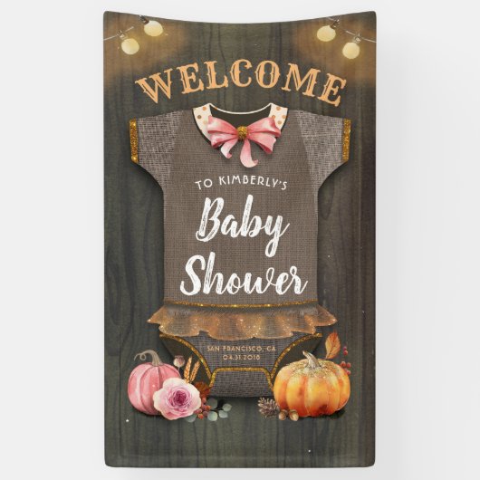 Ein kleiner Pumpkin | Babydusche | Baby Girl Banner (Vertikal)