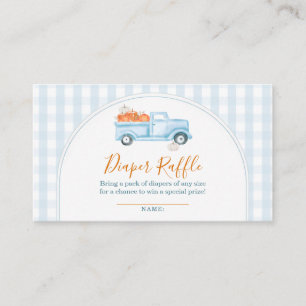 Ein kleiner Pumpkin Blue Truck Gingham Diaper Raff Begleitkarte