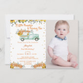 Ein kleiner Pumpkin Blue Truck Zweiter Geburtstag Einladung (Vorderseite)