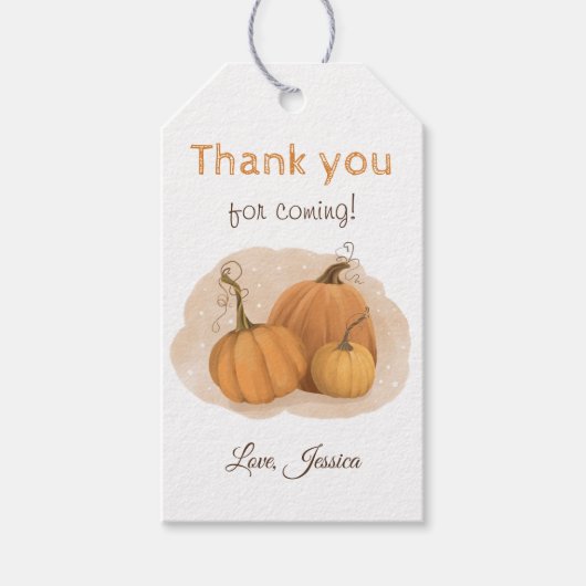 Ein kleiner Pumpkin danke Ihnen Geschenkanhänger (Vorderseite)