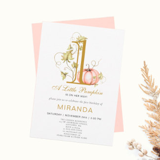 Ein kleiner Pumpkin, der erste Geburtstag von Einladung